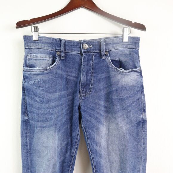 Jordan Craig Mens 32 X 34 Ross Skinny Jeans Distressed Blue - Picture 2 of 11